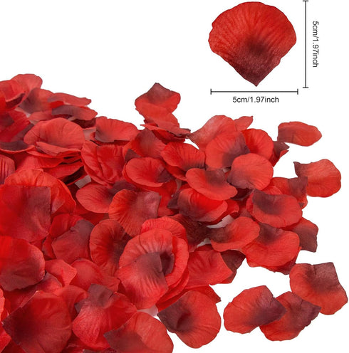 Attmu 3200 Pcs Artificial Rose Petals for Romantic Night, Fake Rose Flower Petals for Wedding, Party, Valentines Day Decorations for The Home (Dar...