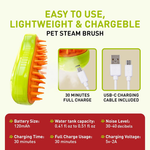 Cat Steam Brush for Shedding Massage & Dirt Removes Loose Tangled & Static Fur | Short & Long Haired Pet | Misting Water 3 in 1 Grooming Comb w So...