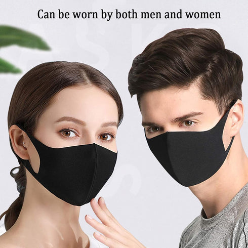 10 Pack Washable Fabric Face Mask,Black Face Mask Soft Fabric Elastic Ear Fashion Unisex Coverings Protective Outdoor Sport Adult Soft Masks for H...