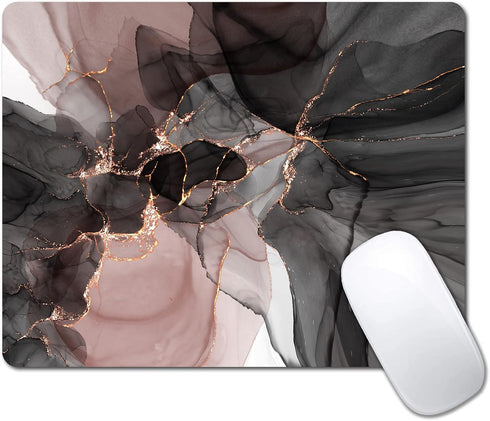 Small Mouse Pad, Rose Gold Marble Mouse Pads for Laptop, Personalized Portable Travel Mousepad for Wireless Mouse (Black Abstract Art)...