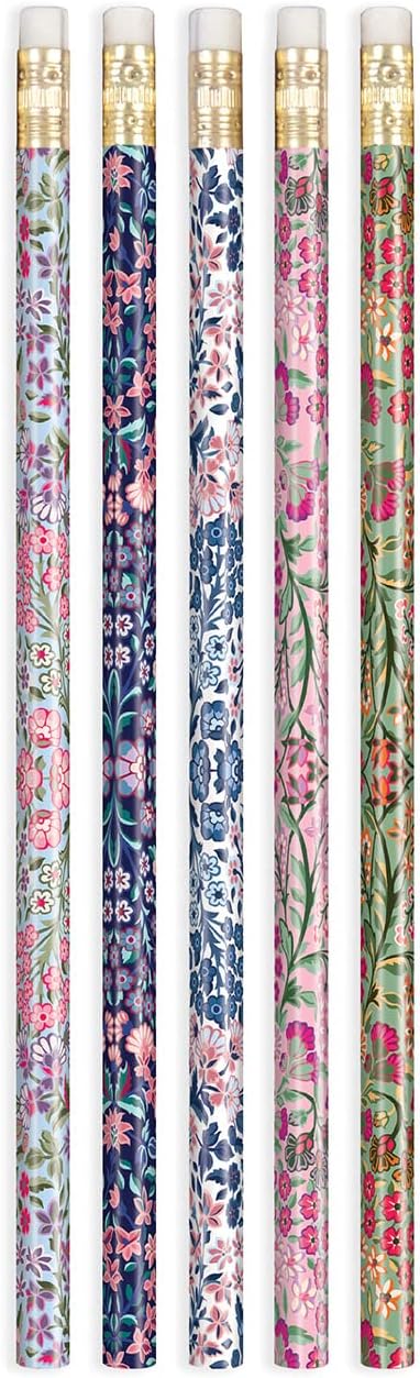 Galison Liberty Tanjore Gardens Pencil Set from Features 10#2 Wooden Pencils with Printed Floral Designs on Each, Stylish Pencils, Makes a Great G...