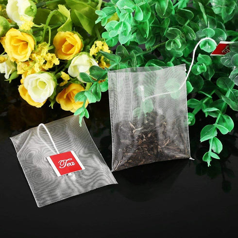 Tea Filter Bag,100Pcs Nylon Empty Tea Infuser Herb Spice Filter Strainer Bags with Drawstring for Household Loose Leaf Tea Coffee Spice Herbs...