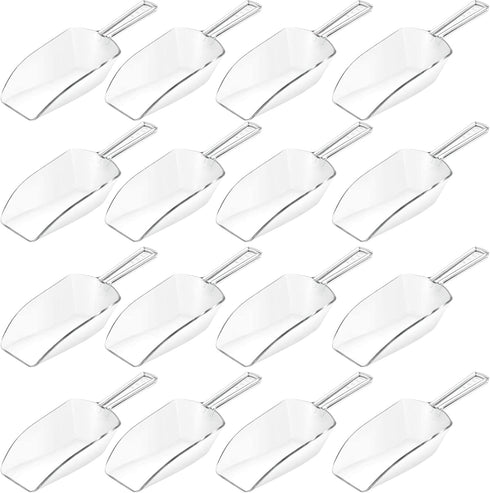 16 Pcs Hestya Multi Purpose Clear Plastic Scoops for Candy Buffet Acrylic Kitchen Ice Food Popcorn Scoops for Protein Powders, Ice Cream, Coffee, ...