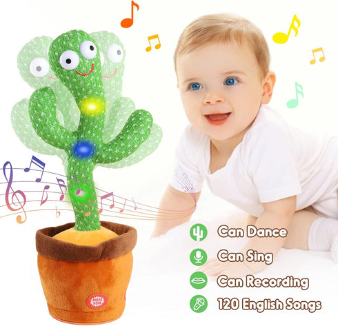 Kids Dancing Talking Cactus Toys for Baby Boys and Girls, Singing Mimicking Recording Repeating What You Say Sunny Cactus Electronic Light Up Plus...