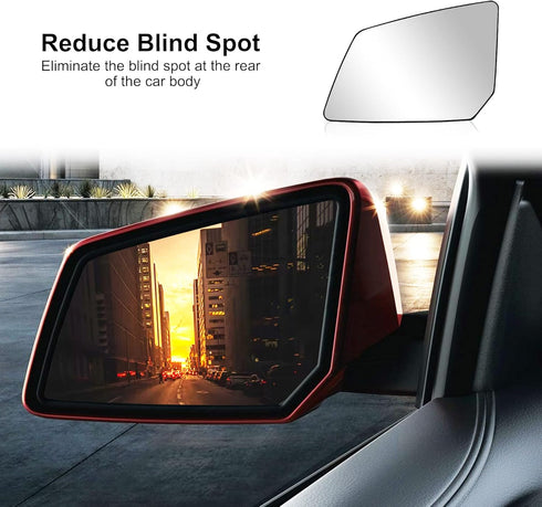 Heated Mirror Glass Replacement with Backing Plate Heated Defrost Glass Fit for Chevy Traverse GMC Acadia Saturn Outlook 2007-2017 Replace 1595192...