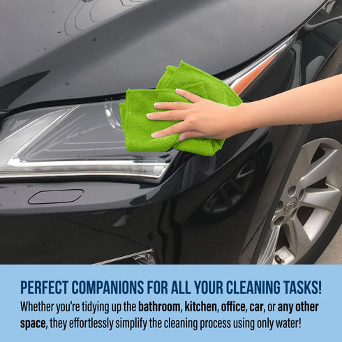 GREEN LIFESTYLE Microfiber Cleaning Cloth 12 Pack, Borderless Microfiber Towels Cleaning, Rags for Cleaning, Car Microfiber Towel, Drying Towels f...