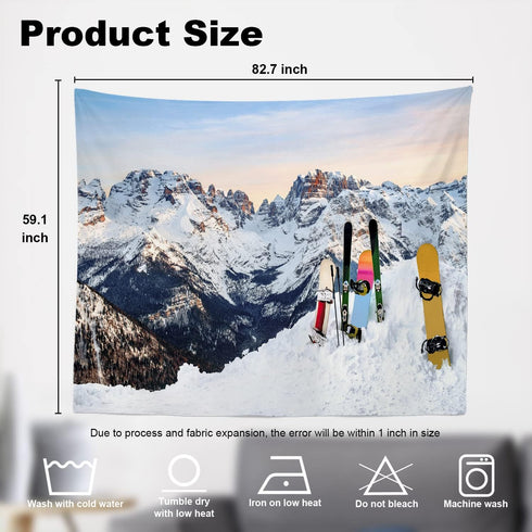 Shrahala Snow Tapestry, Three Snowboards Ski Standing Snow Slope Mountains Wall Hanging Large Tapestry Psychedelic Tapestry Decorations Bedroom Li...