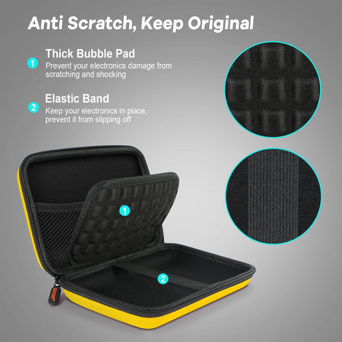 Bright Yellow Hard Shell Electronic Organizer Carrying Case - Shockproof Large Storage Case for Hard Drive, Phone, Power Bank, Charger, Earbuds - ...