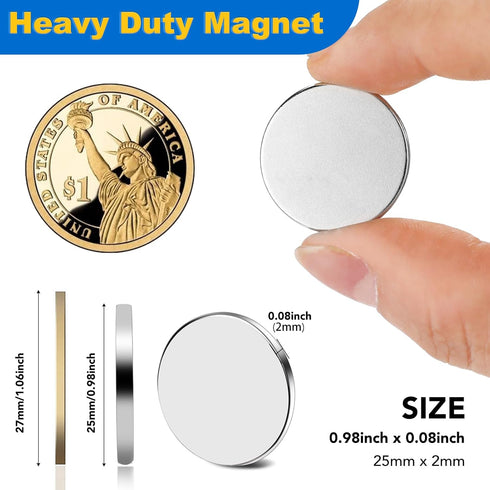 LOVIMAG Neodymium Fridge Magnets, 25x2mm Waterproof Strong Rare Earth Magnets, Powerful Refrigerator Magnets with Adhesive Backing for Craft, DIY,...