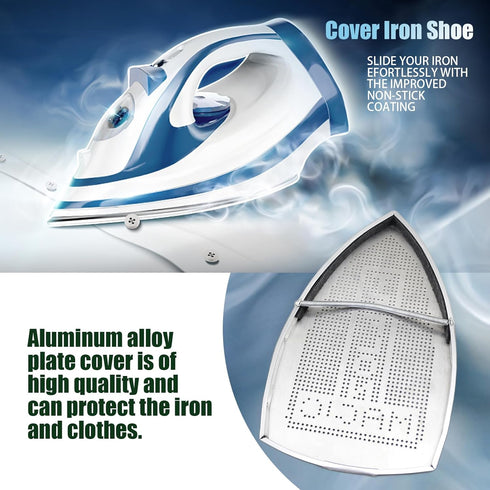 FQTANJU 2PCS Cover Iron Shoe for Electric Iron, Aluminum Ironing Shoe Compatible with Most Electric Steam Iron, Ironing Aid Board Protect Fabrics ...