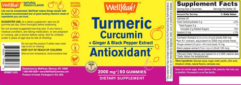 Turmeric Curcumin Gummies with Black Pepper - Antioxidant and Digestive Support - Skin Health, and Immune Function - Vegan, Non-GMO - 60 Count...