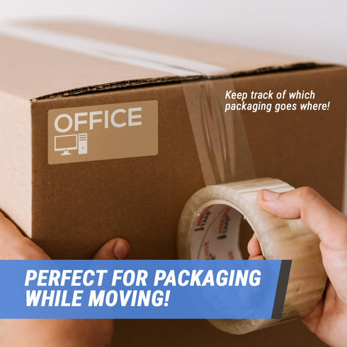 Office Moving Stickers - 4" x 2" Light Brown Color Coded Home Moving Labels Stickers for Packing Organizing & Easy Moving Supply Kit Moving Labels...