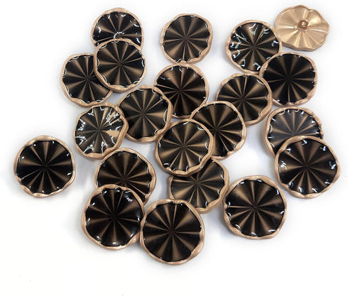 20 pcs Coffee Translucent Resin Metal Lotus Leaf Sewing Coats Shank Buttons -25mm -1"...