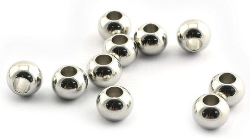 50-Pack 304 Stainless Steel Smooth Round Spacer Beads 3mm Hole,Seamless Loose Beads for Jewelry Making Findings DIY Crafts Accessories 8mm(Silver)...