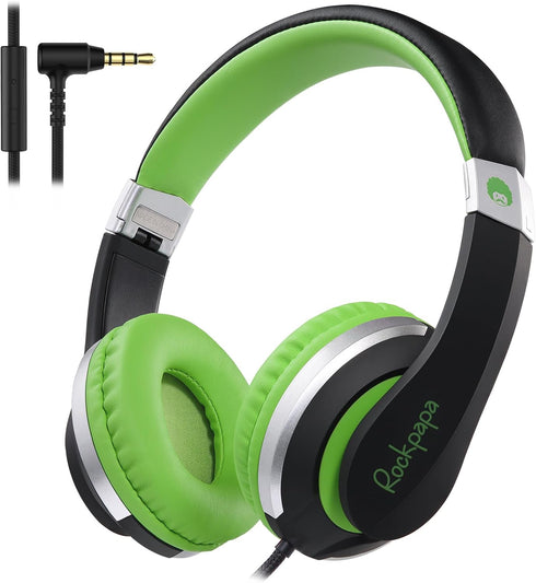 rockpapa HS20 Wired Kids Headphones for School, Foldable Lightweight Boy Girl Headphones with Microphone & 3.5mm Jack for 3-15 Year Old for Airpla...