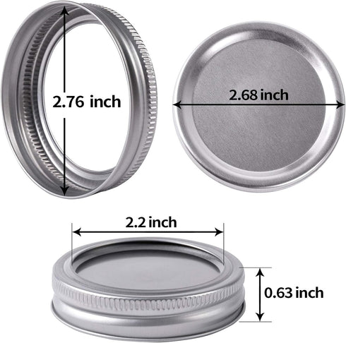 Canning Lids and Rings Regular Mouth Suitable for Ball or Kerr Jars,Small Mouth Mason Jar Lids and Bands Set of 12...