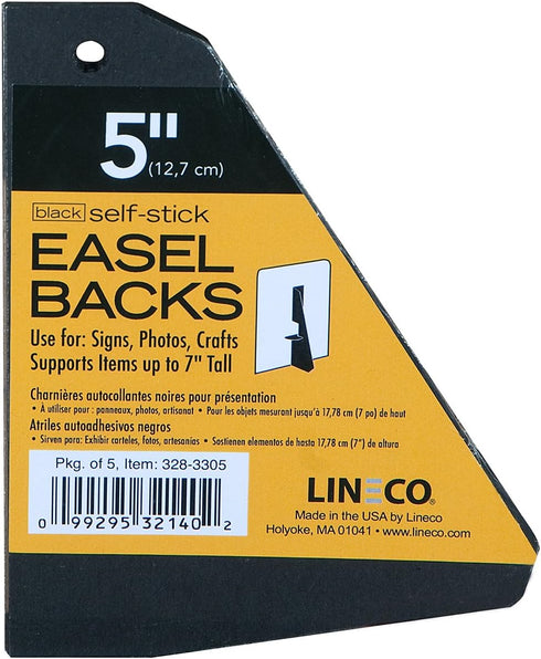 Single Wing Self-Stick 5-inch Easels - Black Sold in 2s -...