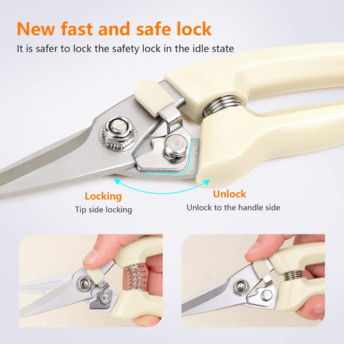 Garden Scissors for Plant, Tip Pruning Shears for Cutting Flowers, Trimming Plants, Bonsai and Fruits Picking (Straight Tip Scissors)...