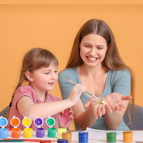 Acrylic Paint Set,48 Paint Pots in 6 Colors,Set of 8 Washable Paint Sets,Acrylic Paint Strips with 8 Pcs Paintbrushes,Craft Paint Sets for Kids & ...