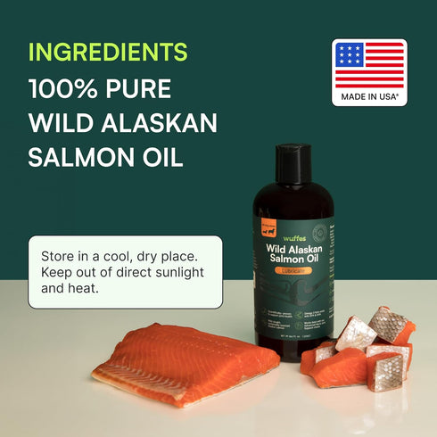 Wuffes Wild Alaskan Salmon Oil for Dogs - Natural EPA & DHA Fatty Acids and Omega 3 for Canines, Healthy Skin and Coat, Joint Support, Reduced All...