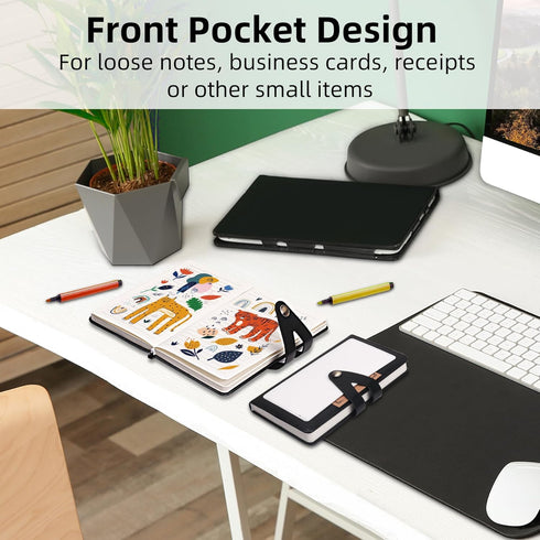 Small Journal Notebook for Writing, Leather Journal for Women and Men with Front Pocket and V-Shape Buckle Closure 200 Pages 100 GSM, Cute Pocket ...