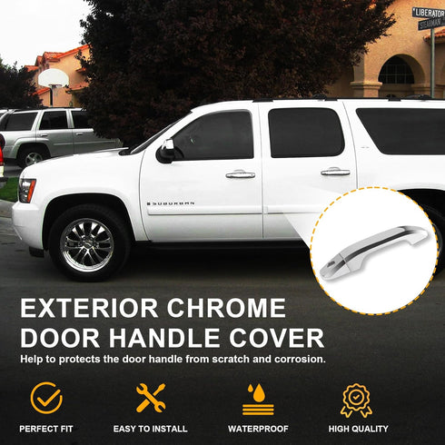 Tutor Auto Chrome Door Handle Covers Compatible with Chevrolet Silverado Tahoe Suburban Avalanche, GMC Yukon Sierra, Cadillac Escalade 2007-2014 -...