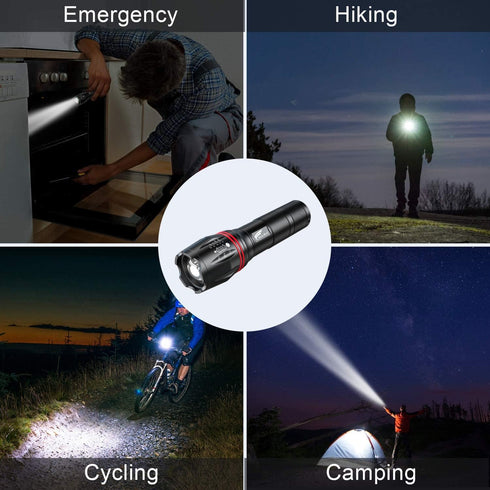 HAUSBELL LED A100 Flashlight Bright, Zoomable Tactical Flashlights Flash Light with 2000 High Lumens and Five Modes for Emergency and Outdoor Use ...