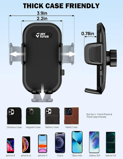 JOYTUTUS 2 in 1 Car Vent Phone Mount, Never Blocking Air Vent with Extension Clip, Adjustable Cell Phone Holder for iPhone and Samsung......