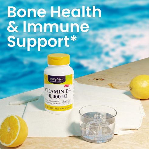 Healthy Origins Vitamin D3 10,000 IU (Non-GMO, High Potency, Bone Support, Immune Support, Gluten Free), 360 Softgels...