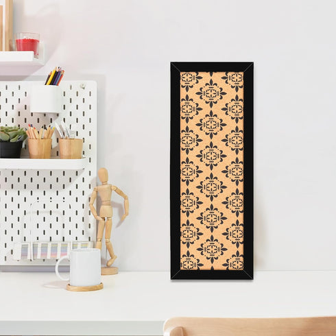 Long Decorative Cork Board for Walls, Bulletin Board with Black Floral Print, Black Framed Pin Board Vision Board for Office School Bedroom and Do...