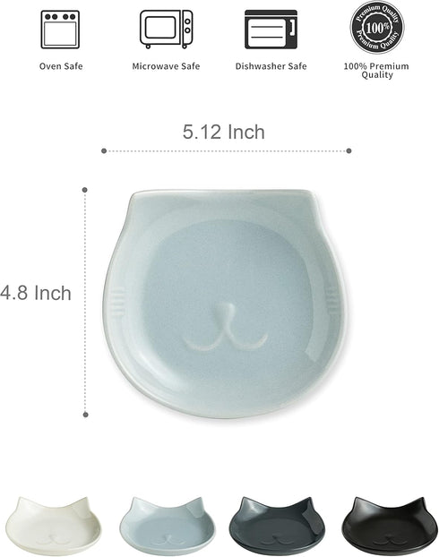 Ceramic Spoon Rest for Kitchen Counter, 5.12 Inches Cute Spoon Holder for Stove Top, Cat Utensil Rest Cooking Spoon Holder, 1 Pack Light Gray...