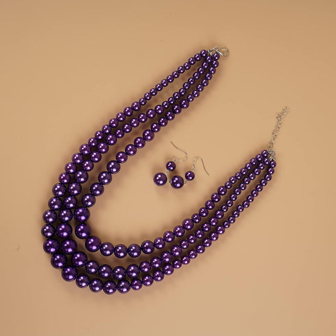 YERTTER Vintage 1920s Large Pearl Collar Choker Necklace Earrings Set Simulated Pearl Statement Necklace Multi Strand Pearl Necklace Costume Jewel...