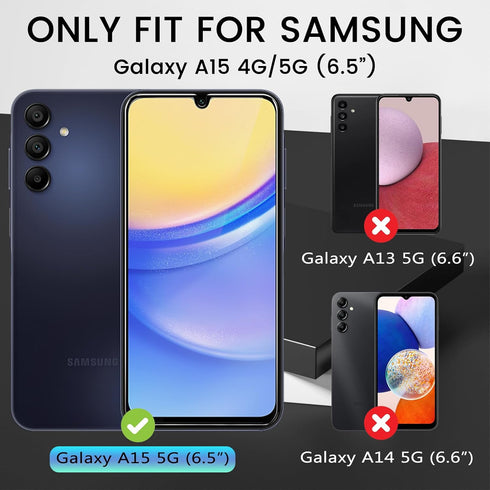 4 Pack Screen Protector for Samsung Galaxy A15 5G with 4 Pack Camera Lens Protector, Full Coverage Tempered Glass Film Anti-Fingerprint Case Frien...