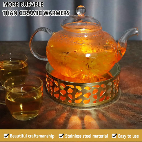 KAYCROWN Teapot Warmer, Stainless Steel Tea Warmer with Candle Holder, Candle Heater for Heating Tea, Coffee and Milk, Universal Teapot Heater...