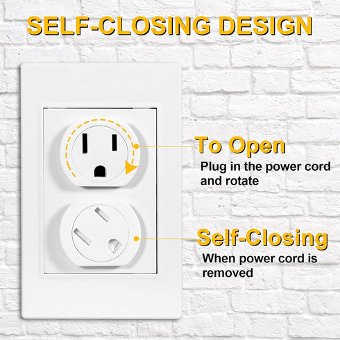 Outlet Covers (45 Pack) Self-Closing Outlet Plug Covers 3-Prong Swivel Electrical Outlet Protectors for Baby Upgraded Adhesive Installation Socket...