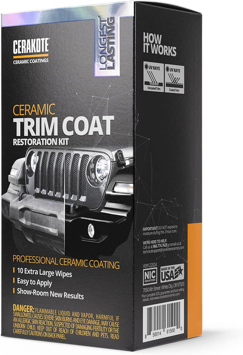 CERAKOTE® Ceramic Trim Coat Kit - Quick Plastic Trim Restorer - Ceramic Coating Guaranteed Restoration to Last Over 200 Washes – A Ceramic Coating...