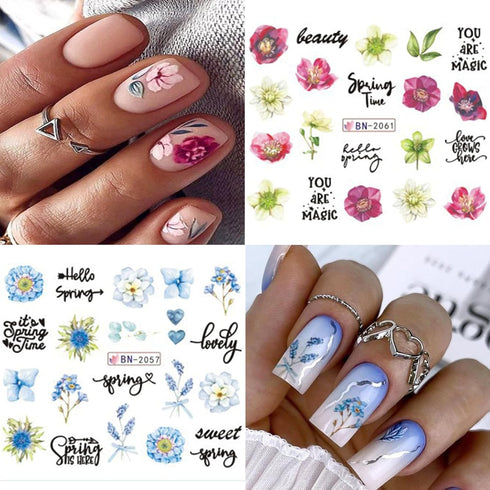 12 Sheets Nail Art Stickers Decals Flower Spring Nail Decals Charming Daisy Nail Stickers for Nail Art Supplies Water Transfer Nail Accessories fo...
