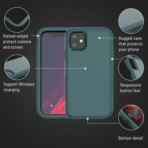 Designed for iPhone 11 Case with Screen Protector, 3-Layer Military Grade Drop Tested Shockproof Protective Case, Heavy Duty Hard Back Protection ...