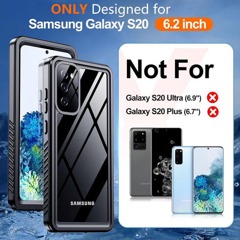 Hualele Galaxy S20 Case Waterproof, Built in Lens & Screen Protector Rugged Full Body Heavy Duty Protective Shockproof IP68 Underwater Case for Sa...