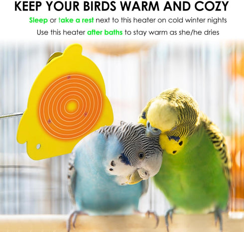 Bird Cage Heater for Cockatiels Parrots Conure Finches Parakeets Heater Bird Heater for Cage Snuggle Up Bird Warmer Heater 12V Birdcage Warmer 18W...