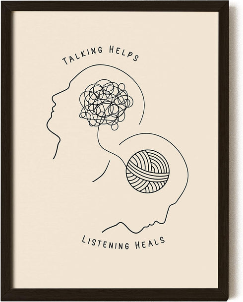 EXCOOL CLUB Therapy Office Decor Mental Health Posters - 12x16 Counseling Wall Art for Therapist Office Decor, Boho Talking Helps Poster for Schoo...