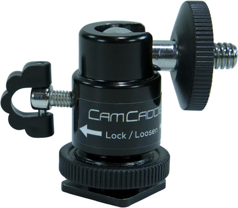 Cam Caddie® 360° Metal / Steel Mini Ball Head with Lock and Hot Shoe Adapter - Most Versatile Ball Head available with All 3 Mounting Options: Fla...