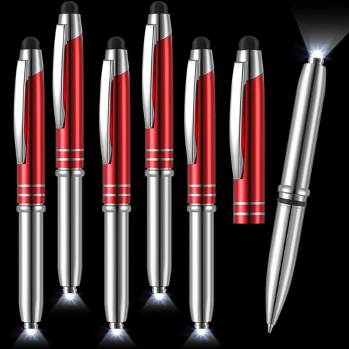 5 Pieces Stylus Pen for Touchscreen Devices Multi-Function Capacitive Pen with LED Flashlight Writing Pens with Ballpoint 3 in 1 Metallic Pens wit...
