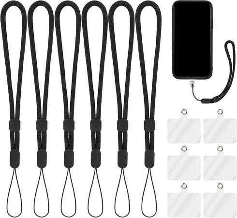 Hand Wrist Strap Lanyard with Tether Patch, 6 Pcs Adjustable Nylon Wrist Straps with 6 Pcs Transparent Phone Pads...