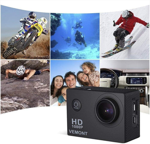 VEMONT Action Camera, 1080P 12MP Sports Camera Full HD 2.0 Inch Action Cam 30m/98ft Underwater Waterproof Snorkel surf Camera with Wide-Angle Lens...