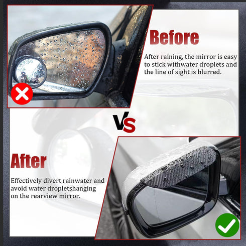 2PCS Rear View Mirror Visor,Carbon Fiber Mirror Rain Visor,Universal Car Rear View Mirror Rain Cover,Snap on Rain Eyebrow,Car Exterior Accessories...