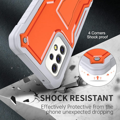 FITO for Samsung Galaxy A53 Case, Dual Layer Shockproof Heavy Duty Case for Samsung A53 5G Phone with Screen Protector, Built-in Kickstand (Orange...