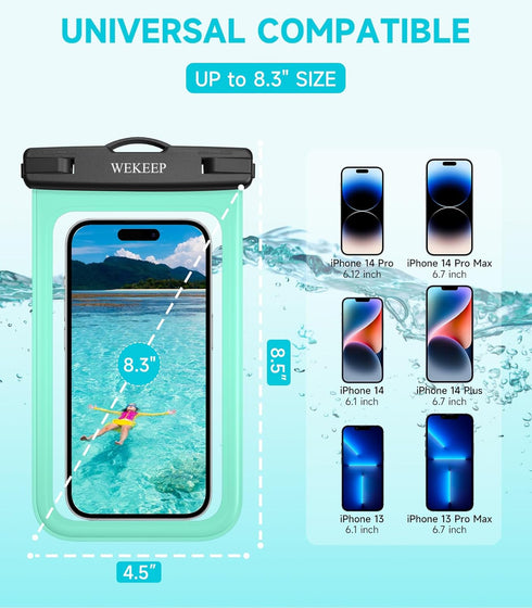 2 Pack Universal Waterproof Phone Pouch Up to 8.3"- IPX8 Cellphone Dry Case Compatible for iPhone 14 13 12 11 Pro Max SE XS Plus Samsung Galaxy A1...