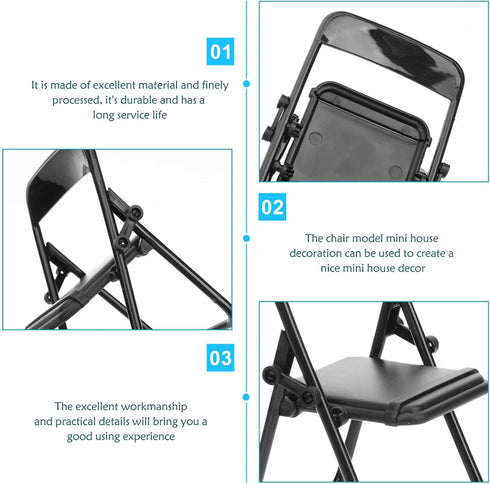Gadpiparty 36 Pieces Mini Foldable Chairs 1/6 Scale Plastic Dollhouse Furniture Mini Desk Toys Simulation Stand Model Chair Desk Phone Stand for D...