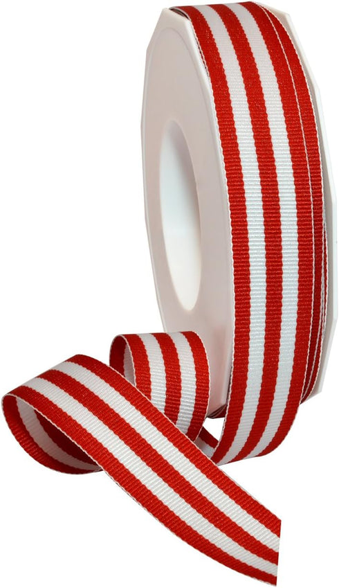 Morex Ribbon Striped Polyester Grosgrain Ribbon, Party Decorations, Gift Wrapping, Fun Patterns, 7/8" by 20 yd., Red...